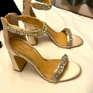Never worn champagne jeweled heels